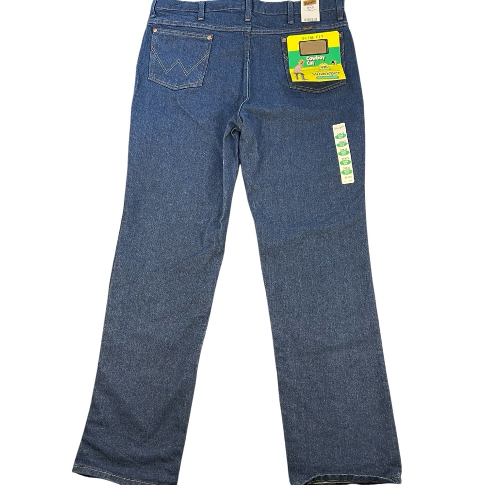 Wrangler Jeans Men's 38x32 936PWD Cowboy Cut Slim Fit Dark Wash New